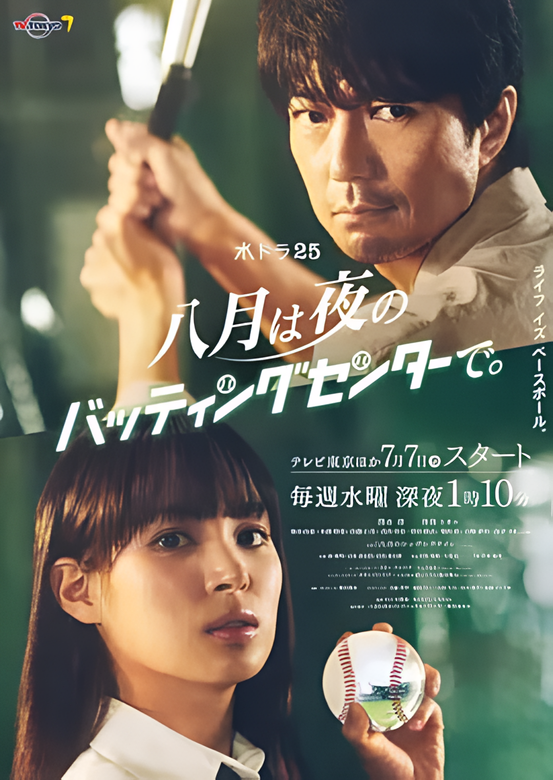 八月在夜晚的击球中心。